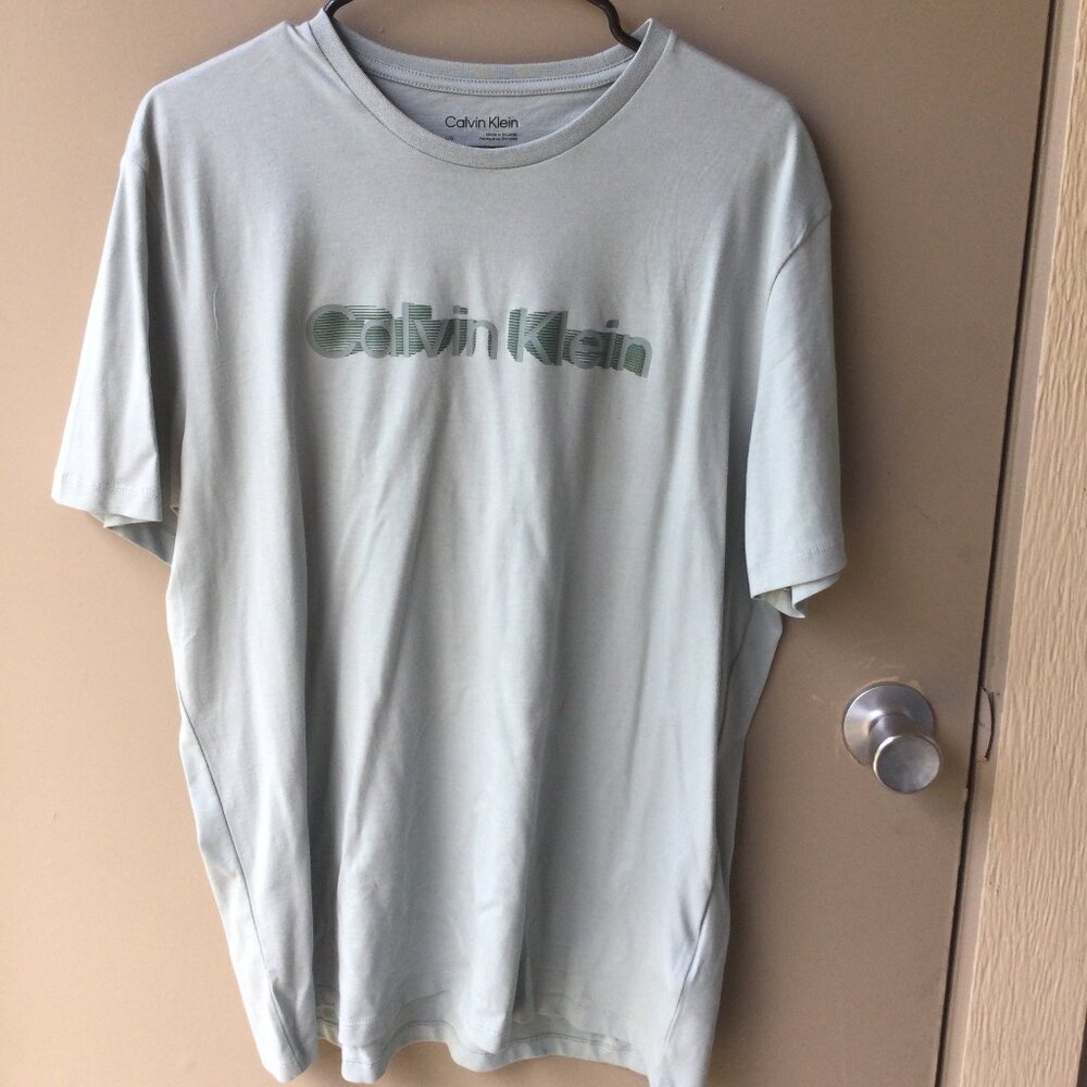 Calvin Klein Logo Sage Green Men's T-Shirt Short Sleeve Size Large